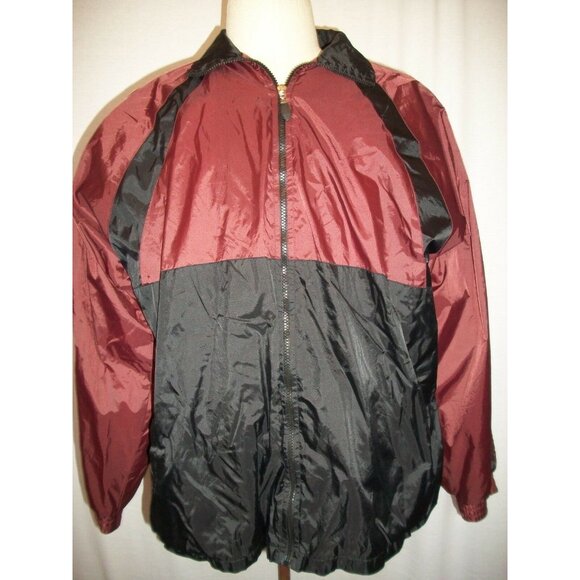 J.G. Hook Mens Burgundy Black Windbreaker Jacket Full-Zip Lightweight Size Large - Picture 1 of 4